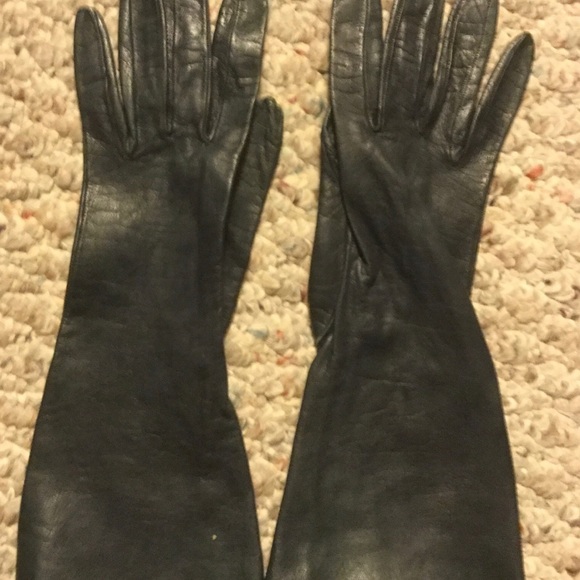 Michel SWISS Leather Navy Blue Gloves Size 6 EUC - Picture 3 of 8